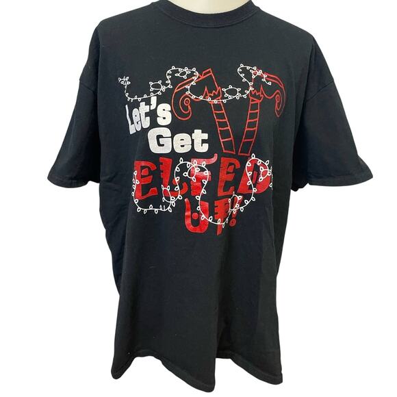 Lets Get Elfed Up Mens XL Christmas #Elfie Short Sleeve 100% Cotton Tee Shirt - Picture 1 of 6